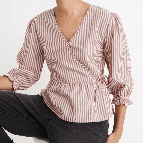 Madewell Tops - Madewell Sweet Tulip Puff-Sleeve Wrap Top